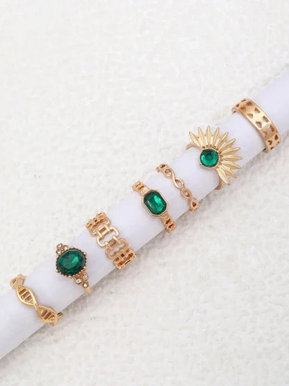 Retro Diamond Love Palm Ring Set - Personalized Fashion Metal Multi-Piece Collection - Shello's Creative Boutique