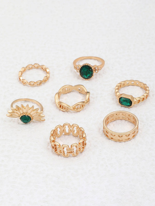 Retro personalized fashion metal diamond love palm ring multi-piece set Shello's Creative Boutique