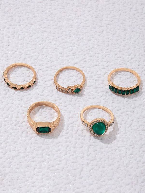 Retro personalized fashion metal diamond love palm ring multi-piece set Shello's Creative Boutique