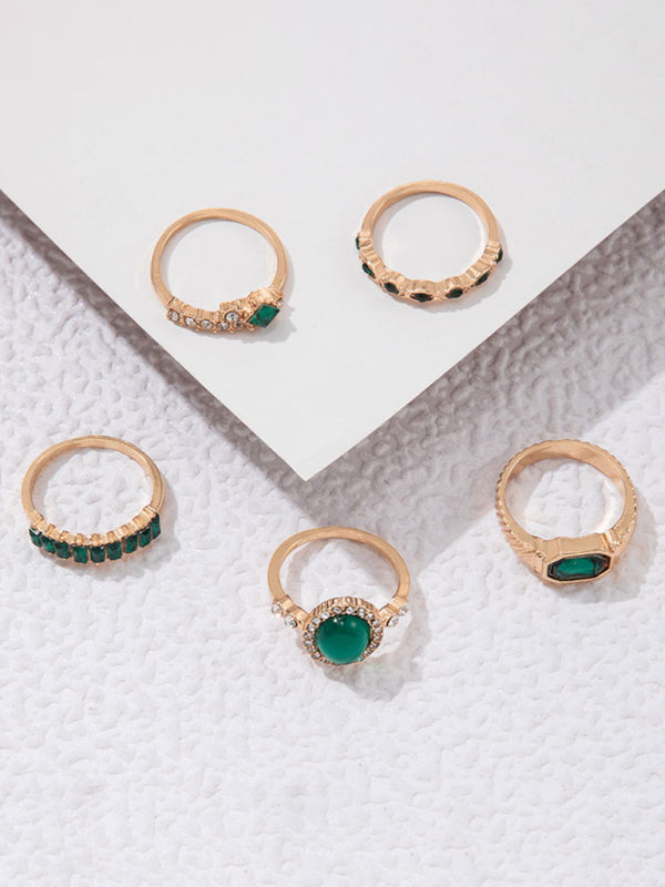 Retro personalized fashion metal diamond love palm ring multi-piece set Shello's Creative Boutique