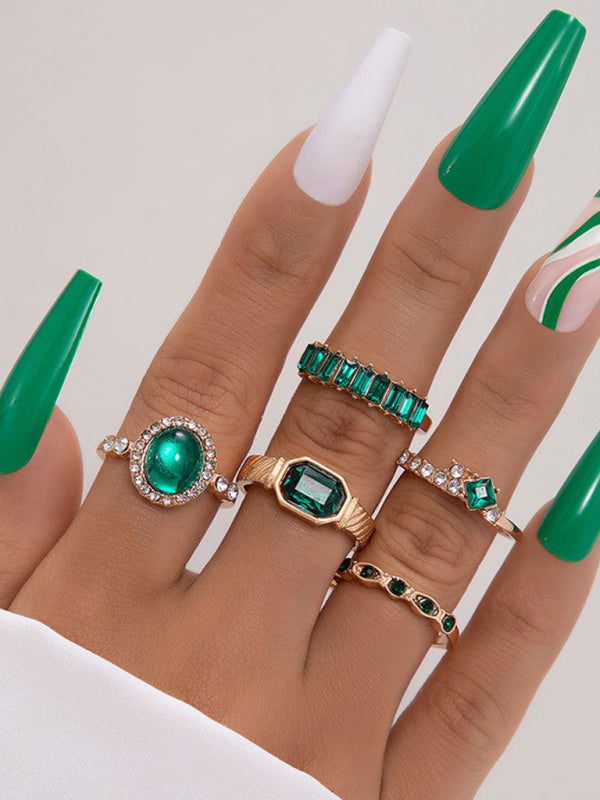 Retro personalized fashion metal diamond love palm ring multi-piece set Shello's Creative Boutique
