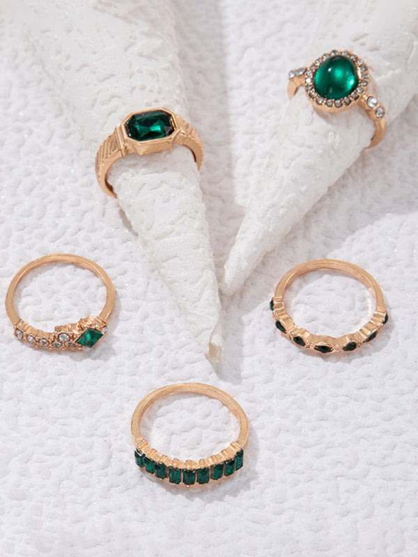 Retro personalized fashion metal diamond love palm ring multi-piece set Shello's Creative Boutique