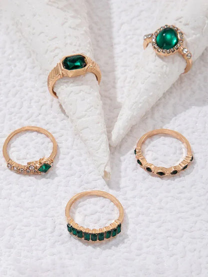 Retro Diamond Love Palm Ring Set - Personalized Fashion Metal Multi-Piece Collection - Shello's Creative Boutique