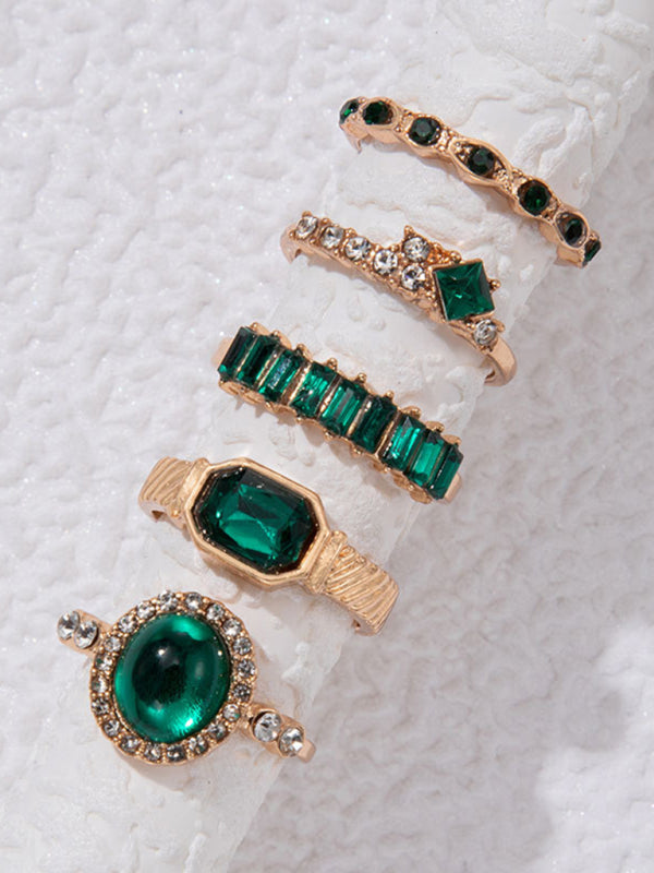 Retro personalized fashion metal diamond love palm ring multi-piece set Shello's Creative Boutique