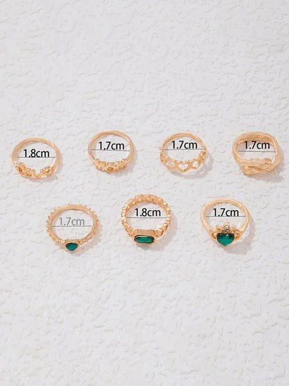 Retro Diamond Love Palm Ring Set - Personalized Fashion Metal Multi-Piece Collection - Shello's Creative Boutique