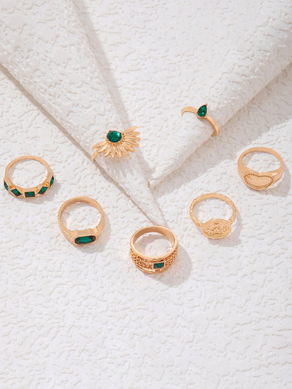 Retro personalized fashion metal diamond love palm ring multi-piece set Shello's Creative Boutique