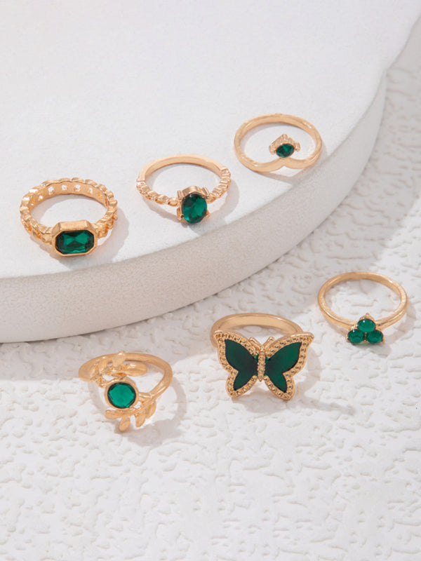 Retro personalized fashion metal diamond love palm ring multi-piece set Shello's Creative Boutique