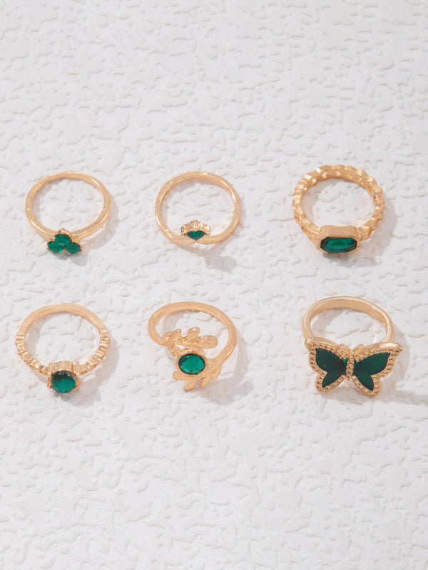 Retro personalized fashion metal diamond love palm ring multi-piece set Shello's Creative Boutique