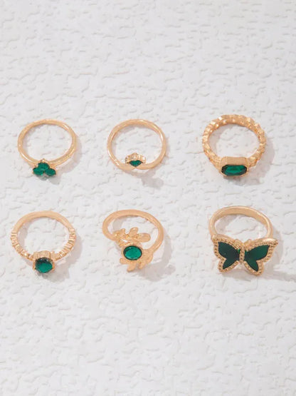 Retro Diamond Love Palm Ring Set - Personalized Fashion Metal Multi-Piece Collection - Shello's Creative Boutique