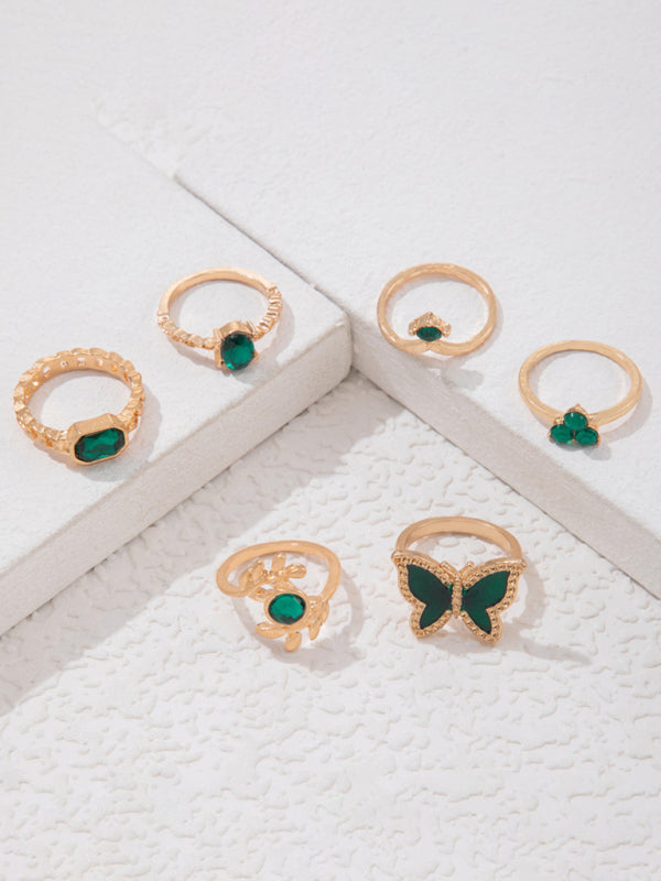 Retro personalized fashion metal diamond love palm ring multi-piece set Shello's Creative Boutique