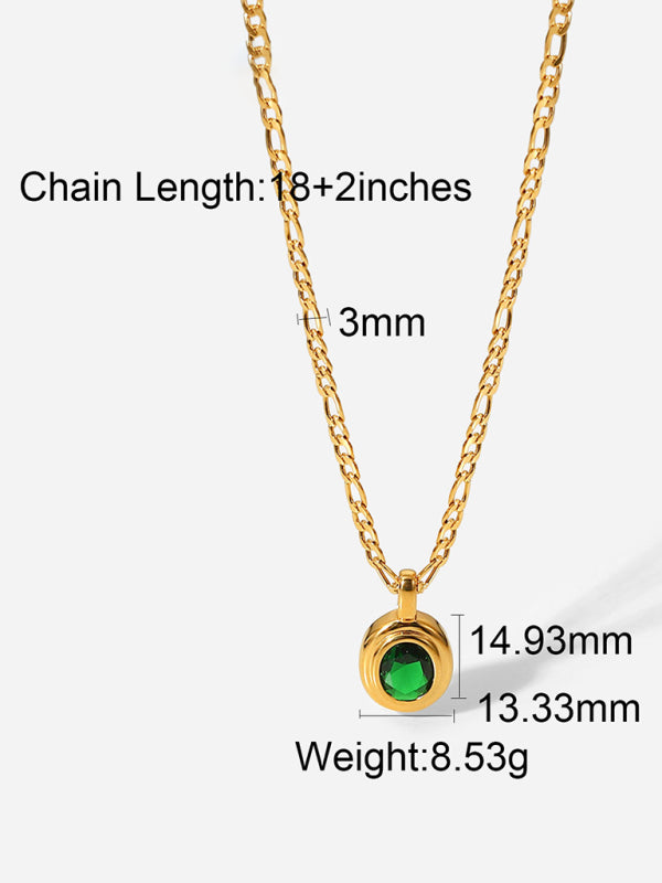 New stainless steel jewelry cubic zirconia oval pendant necklace Shello's Creative Boutique