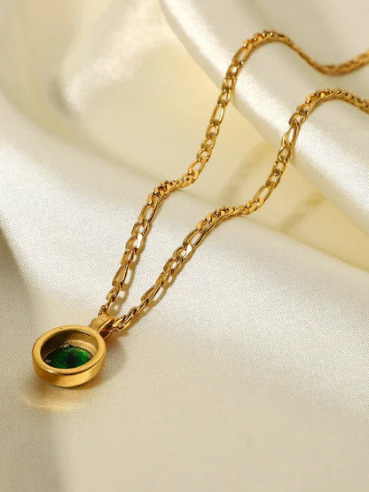 Stainless Steel Cubic Zirconia Necklace Oval Pendant Necklace for Elegant Style - Shello's Creative Boutique