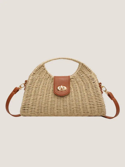 New Mori Fashion Straw Tote Bag with Contrasting Colours - Shello's Creative Boutique