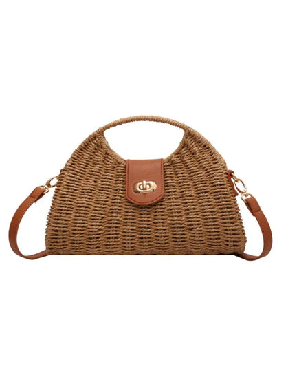 New Mori Fashion Straw Tote Bag with Contrasting Colours - Shello's Creative Boutique
