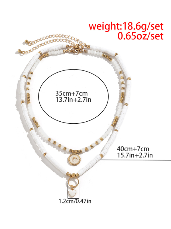 Bohemian retro temperament soft clay necklace, ethnic style simple love crystal necklace