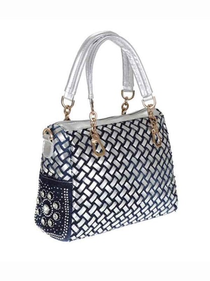 Denim Tote Bag - Versatile Hand-Held and Crossbody Diamond Design for Stylish Carrying - Shello's Creative Boutique
