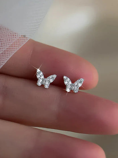 New Fashion Butterfly Silver Needle Earrings for Trendy Elegance - Shello's Creative Boutique