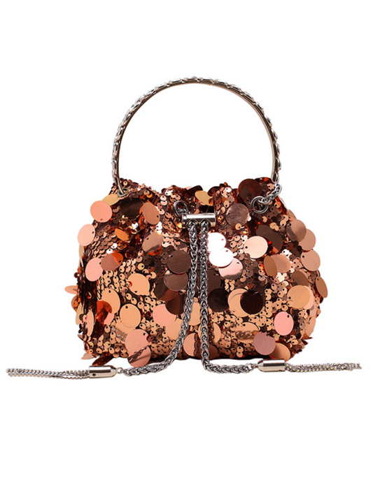Metal tassel sequin evening bag hand-held crossbody bucket lipstick bag Shello's Creative Boutique