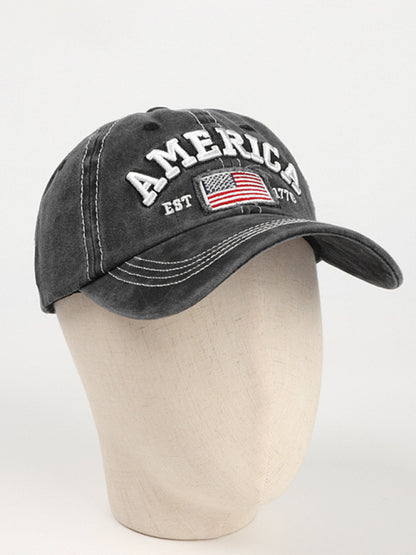 New denim embroidered old baseball cap American flag letter embroidered peaked cap