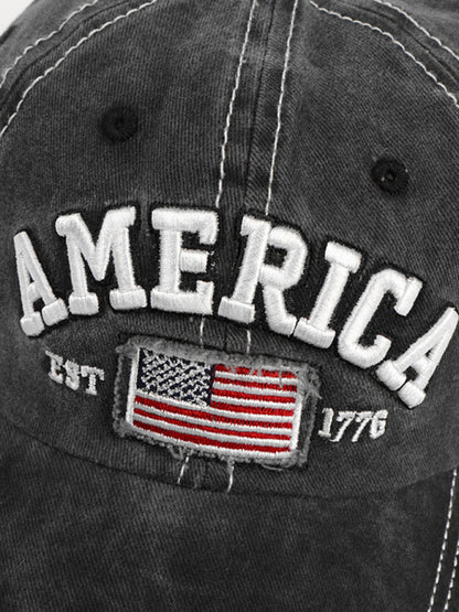 New denim embroidered old baseball cap American flag letter embroidered peaked cap