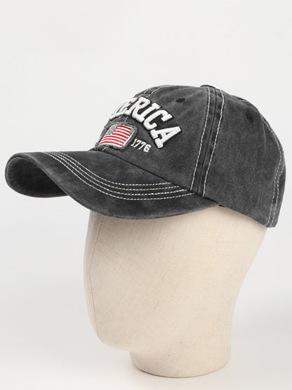 New denim embroidered old baseball cap American flag letter embroidered peaked cap