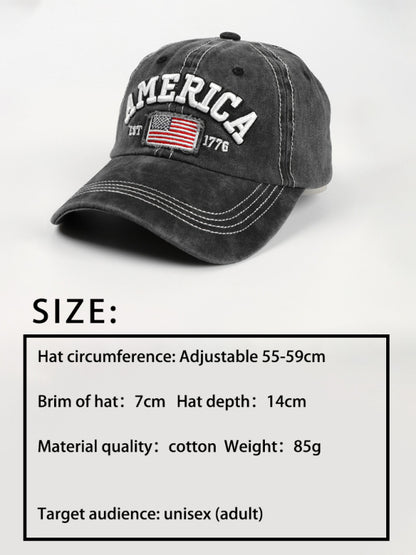 New denim embroidered old baseball cap American flag letter embroidered peaked cap