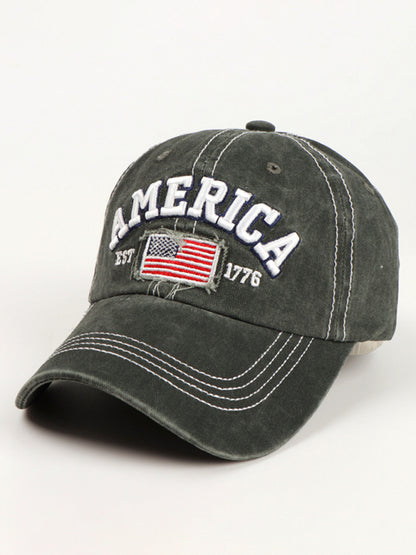 New denim embroidered old baseball cap American flag letter embroidered peaked cap