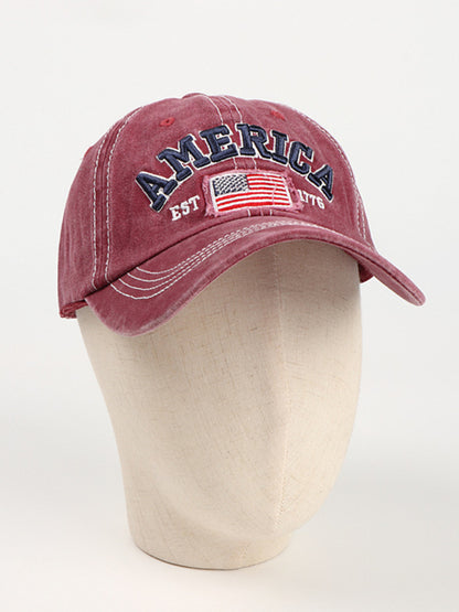New denim embroidered old baseball cap American flag letter embroidered peaked cap