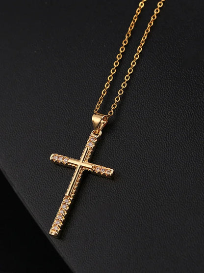 Fashionable Hip-Hop Cross Pendant Necklace with Personalized Electroplated Micropaved Zirconia - Shello's Creative Boutique