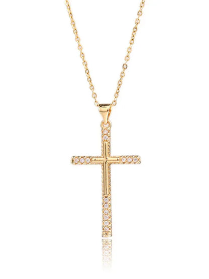 Fashionable Hip-Hop Cross Pendant Necklace with Personalized Electroplated Micropaved Zirconia - Shello's Creative Boutique