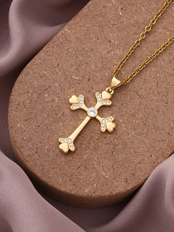 New Simple Cross Zirconia Pendant Pendant Necklace Shello Creative Boutique