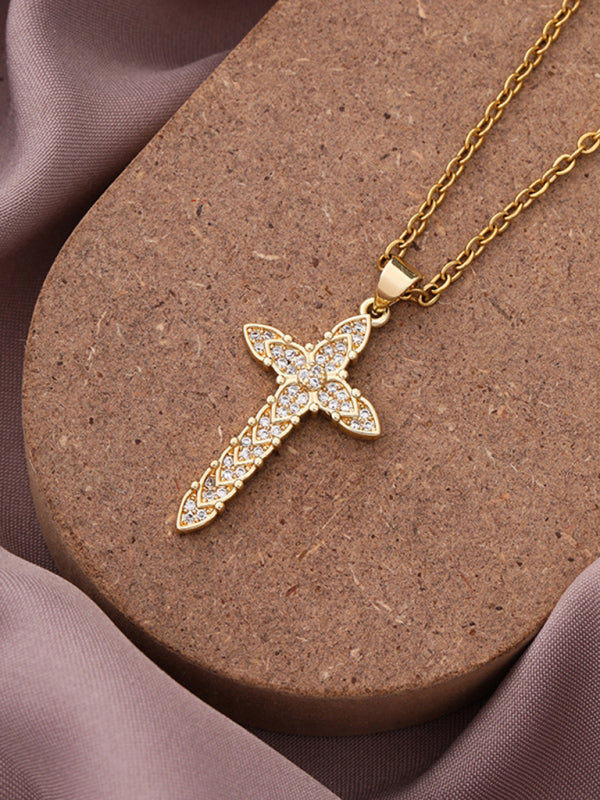 New Simple Cross Zirconia Pendant Pendant Necklace Shello Creative Boutique