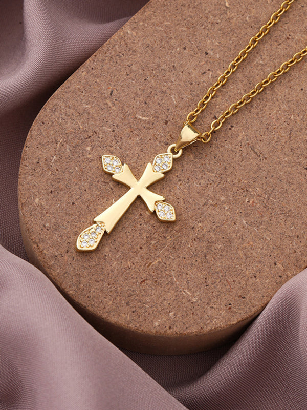 New Simple Cross Zirconia Pendant Pendant Necklace Shello Creative Boutique