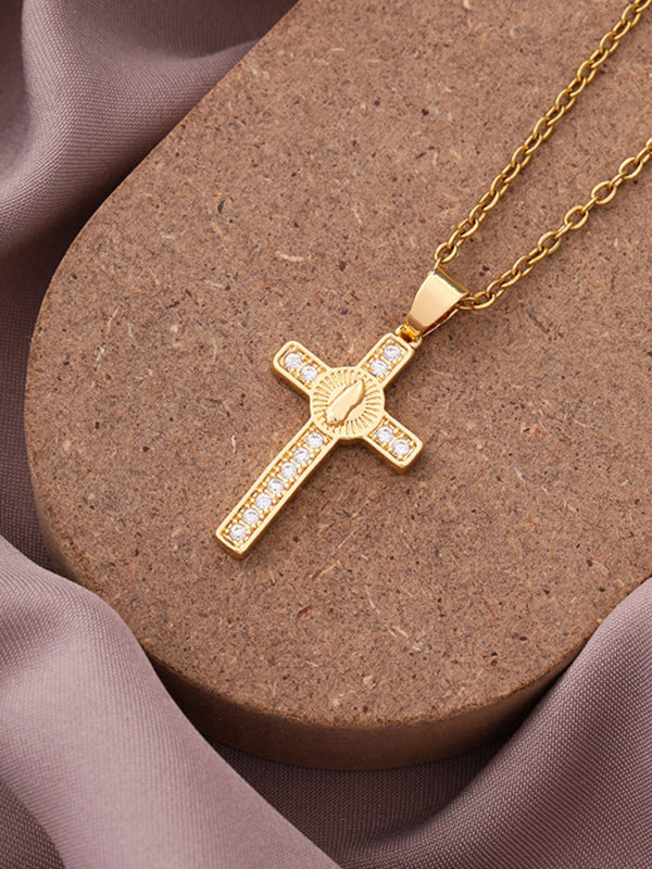New Simple Cross Zirconia Pendant Pendant Necklace Shello Creative Boutique