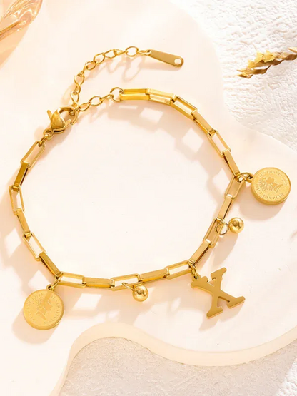 Trendy Hip-Hop Personalized Bracelet with Custom Round Plate and 26 Letters - Shello's Creative Boutique