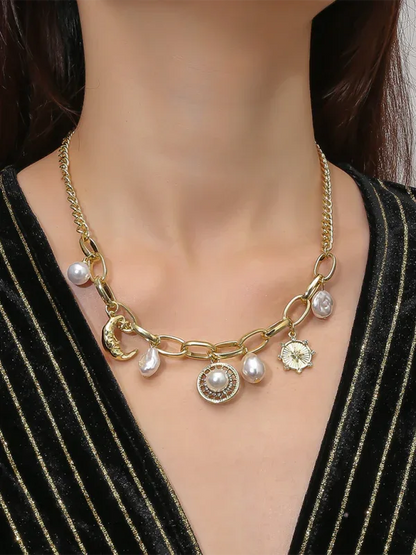 New Bohemian Devil's Eye Necklace with Metal Ancient Coin Multi-Pendant - Shello's Creative Boutique