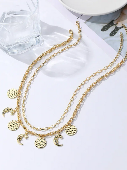 New Bohemian Devil's Eye Necklace with Metal Ancient Coin Multi-Pendant - Shello's Creative Boutique