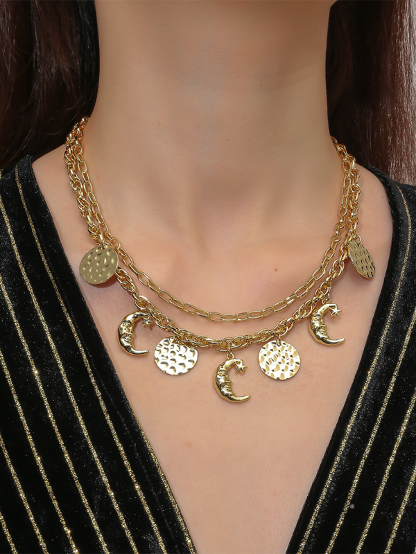 New Bohemian Metal Ancient Coin Multi-Pendant Devil's Eye Necklace Shello's Creative Boutique