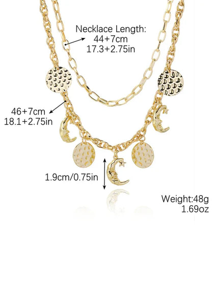 New Bohemian Devil's Eye Necklace with Metal Ancient Coin Multi-Pendant - Shello's Creative Boutique