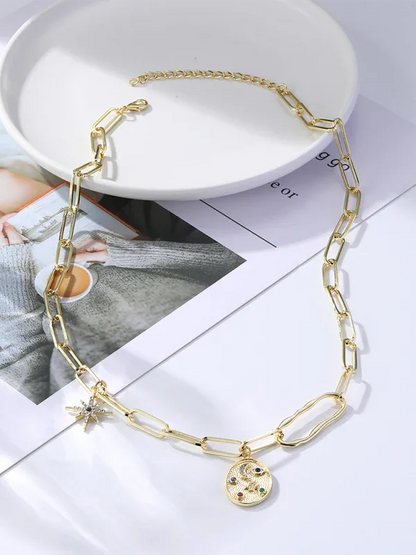 New Bohemian Devil's Eye Necklace with Metal Ancient Coin Multi-Pendant - Shello's Creative Boutique