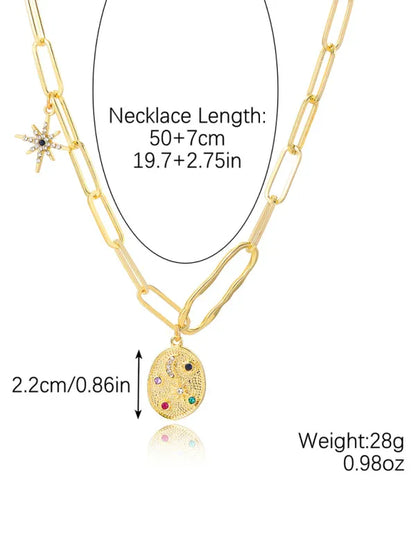 New Bohemian Devil's Eye Necklace with Metal Ancient Coin Multi-Pendant - Shello's Creative Boutique