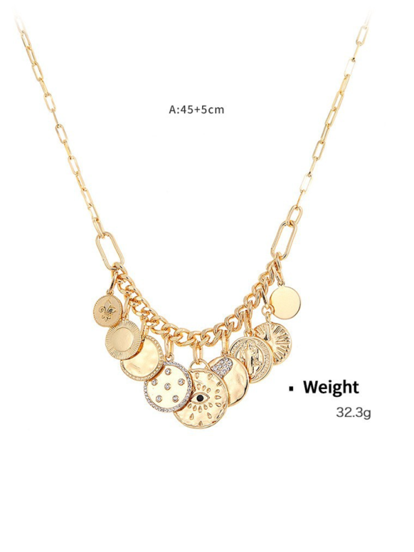New mystical coin-set diamond relief small pendant bib necklace Shello's Creative Boutique