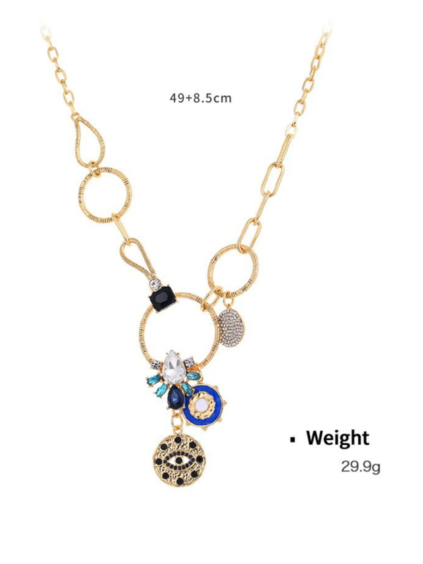 New mystical coin-set diamond relief small pendant bib necklace Shello's Creative Boutique