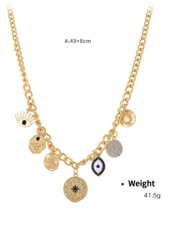 New mystical coin-set diamond relief small pendant bib necklace Shello's Creative Boutique