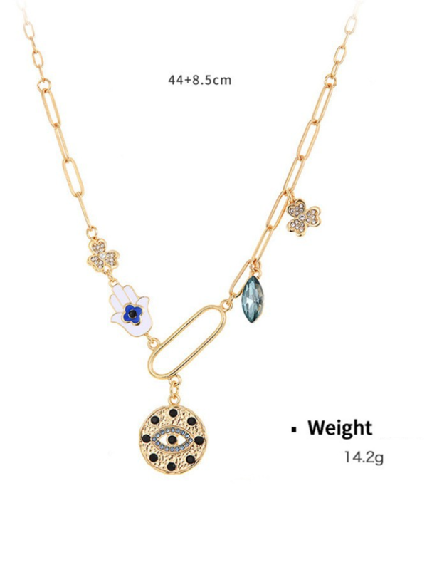 New mystical coin-set diamond relief small pendant bib necklace Shello's Creative Boutique