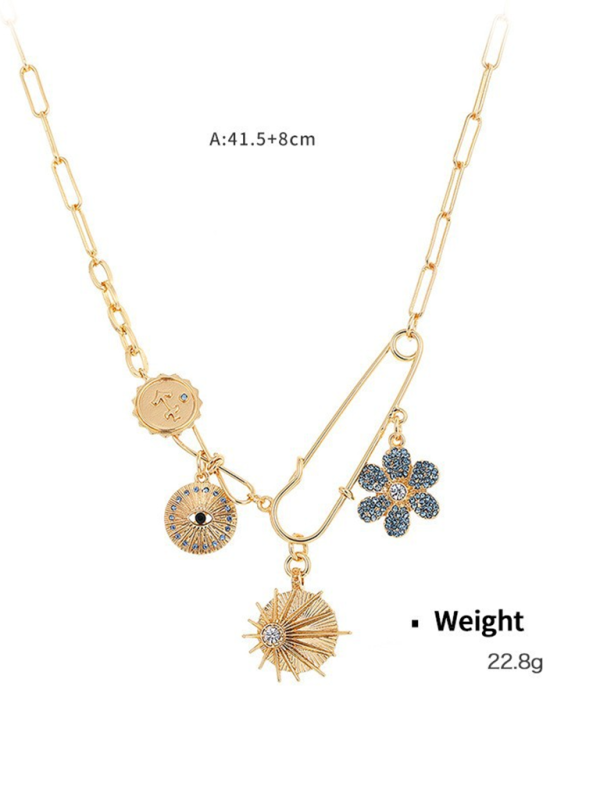 New mystical coin-set diamond relief small pendant bib necklace Shello's Creative Boutique