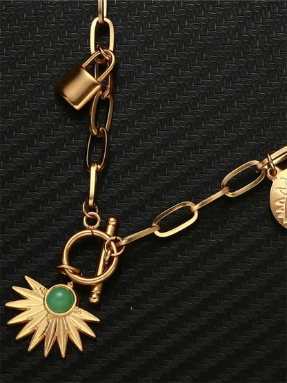 Leaves Devil's Eye Pendant Necklace OT Buckle Collarbone Necklace - Shello's Creative Boutique