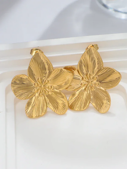 New stainless steel design matte flower earrings - Shello's Creative Boutique