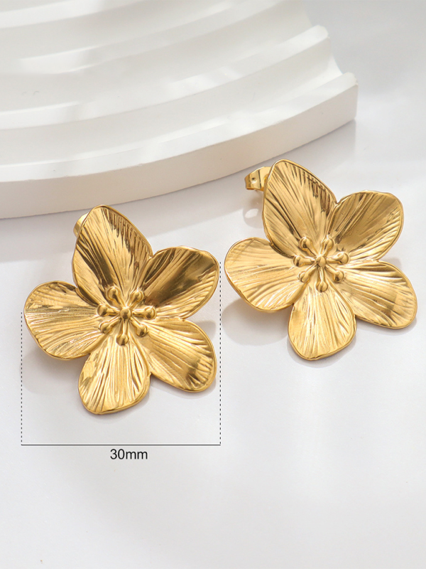 New stainless steel design matte flower earrings Shello's Creative Boutique