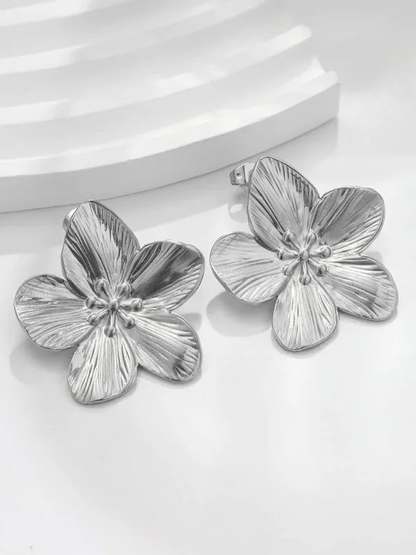 New stainless steel design matte flower earrings - Shello's Creative Boutique